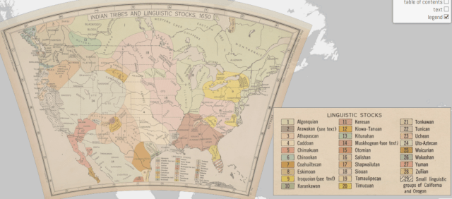 Indian Tribes Linguistic Map 1650