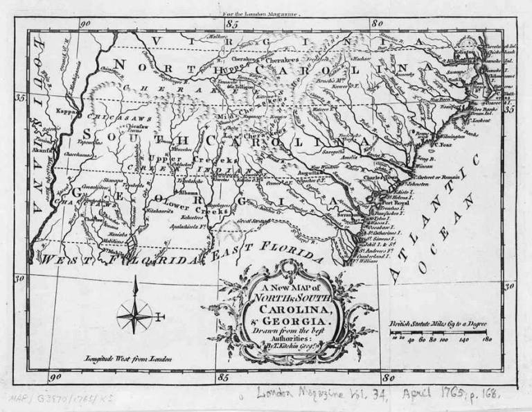 1765 North Carolina, South Carolina and Georgia Map | Native Heritage ...